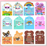 24 Pack Valentines Bracelets & Cards Set, Friendship Bracelets Valentines Day Cards For Kids Classroom - Bead Bracelet Valentine Cards, Bulk School Exchange Gifts, Cute Animal Greeting Cards Valentines Gifts For School Boys Girls