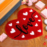 Valentines Day Bath Rug Heart Shaped Non Slip Mat Indoor Entryway Floor Rug For Entrance Outside Home Kitchen Living Room Bathroom Decor 23.6”X23.6”