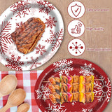 50 Pcs Christmas Oval Paper Plates 10" X 12",Large Disposable Xmas Party Decorations Paper Winter Snowflake Plates For Xmas Holiday New Year Dinner Party Supplies,50 Guests