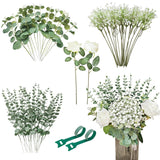 52 Pcs 4 Kinds Mixed Artificial Eucalyptus Stems,Baby Breath Artificial Flowers Bulk With Greenery Stems,Fake Flowers For Diy Bouquets Wedding Home Floral Greenery Decor