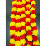 5 Pc - 5 Feet Marigold Garland |Indian/American Wedding Party Mantle Decoration, Faux Garlands Wedding Garland, Diwali Decoration, Spring Bush Floral! (Magenta And Yellow)