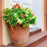 9-Bundle Multi-Species Realistic Faux Plants Artificial Flowers For Outdoors Planters, Fake Mums For Outside, Uv-Resistant For All Weather (Orange & Yellow, 9)