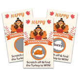 Happy Thanksgiving Scratch Off Game Cards - 50 Pack- Find The Turkey To Win -Thanksgiving Party Game For Adults Family Kids Fun Dinner Activities - A03