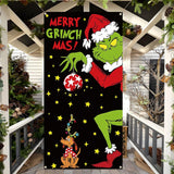 Merry Christmas Door Cover Welcome Xmas Birthday Party Decorations Green Winter Holiday Banner For Home Office Door Decor