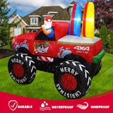 7Ft Long Inflatables Monster Truck Christmas Outdoor Decorations, Xmas Blow Up Santa Driving Monster Truck, Inflatable O