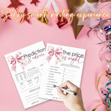 The Price Is Right & Predictions Advice Theme Baby Shower Game Activities-30 Pink Bow & Flowers Double-Sided Game Cards(5’’X7 ’’) For Boys & Girls-Gender Natural Decorations & Supplies-A05
