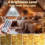 165FT Plug In Fairy Lights 500 LED Warm White Copper String Lights with Remote Timer 8 Modes Dimmable Waterproof for Holiday Decor
