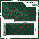 5 Pcs Dark Green Christmas Wreath Table Runner With Placemats Soft Plush Faux Fur 3D Jacquard Table Runner 13 X 72 Inch Winter Kitchen Dining Decor For Home Xmas Holiday Party Decor
