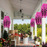 Uv-Resistant Artificial Bougainvillea Hanging Flowers, 2Pcs Realistic Fake Fuchsia Vines For Outdoor Planters, Patio Urns, Porch & Balcony Decoration