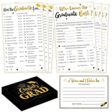 75Pcs 2025 Graduation Party Game Cards Grad Wishes & Advice Cards Who Knows The Graduate Best Cards Has The Grad Ever Game Cards Grad Season Celebration Party Decors Supplies For College High School