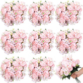 16 Bundles Artificial Peony Silk Flower Hydrangea Fake Peony Bouquet Elegant Faux Flowers With Stems For Wedding Table Centerpiece Party Home Diy Decoration(Light Pink)