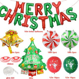 Christmas Decorations, Merry Christmas Banner Balloons With Candy Small Bell Balloons, Tree Balloon For Outdoor Decorations Indoor
