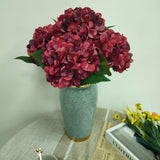Red Hydrangea Artificial Flowers,6 Pcs Faux Hydrangea Flowers,Artificial Hydrangeas Flowers With Stems,Fake Hydrangeas,Red Silk Flowers With Stems For Home Decor (6, Dark Red)