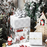Christmas Silver Wrapping Paper Mini Roll For Boy Kid, Red Truck, Snowy Pine Forest & Grid Plaid, Silver Foil Reversible Design For Winter Holiday Family Gathering, 17 Inches X 32.8 Feet