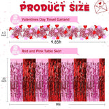 2-Pack Valentine’S Day Table Skirts, Red And Pink Metallic Fringe Party Table Decorations For Romantic Dinner, Anniversary, Or Galentine’S Party