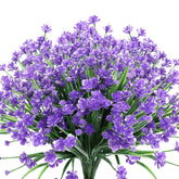 10Pcs Artificial Flowers,Fake Greenery Faux Plastic Bushes Fake Shrubs Uv Resistant No Fade Faux Plastic Flowers For Wedding Hanging Bouquet Indoor Outdoor Home Garden Office Kitchen(Purple)