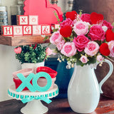 Artificial Valentine Flowers Silk Rose Peony Bouquets Red Pink Faux Flowers Spring Floral Arrangements For Home Wedding Bride Table Centerpiece Valentine'S Day Decor