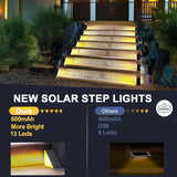 6 Pack Solar Step Lights IP67 Waterproof LED Deck Stair Pathway Outdoor Lights