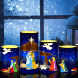 Christmas Nativity Scene Candles Led Religious Theme Flameless Candles Battery Operated Led Warm Light Flickering Pillar For Xmas Holiday Table Decorations(Vivid)