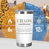 Thank You Gifts For Women - Chaos Coordinator 20 Oz Stainless Steel Insulated Tumbler With Lid - Galentine Valentine Gifts For Friend, Employee Appreciation Gifts For Coworker Boss Teacher