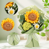 Handmade Crochet Sunflowers Rose Daisy As A Gift For Lover, Family,Friends. Crochet Bouquet, Crocheted Yarn Flowers, Artificial Flower Finished Bouquet (Yellow&Brown)