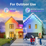 100Ft Smart Rgb Outdoor Lights With 60 Led, 8000 Hour Long Life, Waterproof, Permanent Christmas Lights For Daily Decora