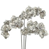 Silver Glitter Artificial Orchid Stems 3 Pcs, 31.5" Christmas Fake Phalaenopsis Orchid Flowers, Sparkling Faux Orchid Branches For Xmas Tree Decorations, Table Centerpieces, Floral Arrangements