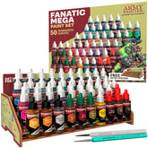 , Warpaints Fanatic Mega Set Combo, 50 X 18 Ml Acrylic Paints Incl. Skin Tones, Metallics, Effects, Washes, 1 Free Paint Station & 2 Brushes - Model Paint For Warhammer & Dnd