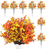 21 Pcs Fall Decor Baby’S Breath Artificial Flowers Bulk Orange And Yellow Real Touch Silk Flowers For Wedding Centerpiece, Thanksgiving, Halloween, Home Decoration
