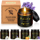 4 Pcs Thank You Fall Candles Set Scented Soy Inspirational Employee Appreciation Gifts 3.5 Oz Gratitude Jar Candles For Women Teacher Coworkers, 4 Fragrance