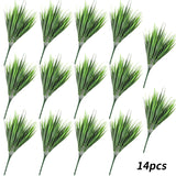 14Pcs Fake Grass Plant, Artificial Outdoor Plants Uv Resistant, Wheat Bushes Plastic Artificial Shrubs, Faux Greenery For House Garden Patio Front Porch Indoor Decor