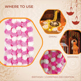 Set Of 5 Artificial Flower Garland Strings For Special Occasions | Home Puja | Home Decor | Diwali Decor | House Warmings | Indian Wedding Celebration (Pink And White)