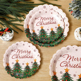 60 Pcs Christmas Party Supplies Xmas Dinnerware Set Merry Christmas Tree Paper Plates For New Year Outdoor Picnic Winter Holiday Decorations