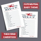 Airplane Baby Shower Games For Boys - Word Scramble Activity - Fun Gender Neutral Baby Shower Game For Guests - Adventure Theme In Red And Blue - 25 Cards, 4X6