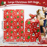 Large Christmas Gift Bags - 3 Pcs Jumbo Christmas Bags 56"X36" - Big Santa Gift Bags For Giant Gifts - Heavy Duty Plastic Xmas Bags For Presents