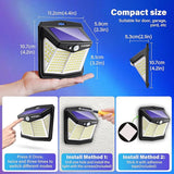 8 Pack 128 LED Solar Motion Lights 270° Wide Angle IP65 Waterproof Security Wall Lights