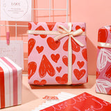 12 Sheet Valentine'S Day Love Heart Wrapping Paper Wedding Gift Wrap Paper Folded Flat Red Pink White Diy Craft Art Paper For Birthday Wedding Party Supplies, 19.7 X 27.6 Inch
