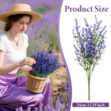 Artificial Lavender Flowers - 7 Pcs Artificial Flowers For Outdoors Faux Lavender Plants Uv Resistant Plastic Purple Fake Flower For Outside Indoor Porch Patio Window Planter Bouquet Decor