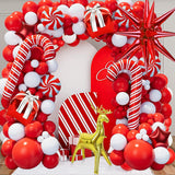 149 Pcs Christmas Balloon Garland Arch Kit, Red White Balloon Candy Cane Balloons Gift Box Balloons For Christmas Party Decorations