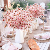 24Pcs Artificial Cherry Blossom Flower, Faux Silk Peach Blossom Branches Fake Plum Blossom Flowers Stems Arrangements For Diy Home Wedding Table Centerpieces Vase Decor