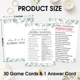 Why Do We Do That Wedding Traditions Bridal Shower Games, Eucalyptus Bridal Shower Game Cards Set Of 30 With 1 Answer Card, Wedding Engagement Bachelorette Party Activity Reception Supplies-A17