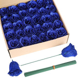 Roses Artificial Flowers, 30Pcs Royal Blue Roses Silk Roses Artificial Roses With Stems For Crafts Wedding Bouquet Party Home Decor(Royal Blue)