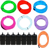 7 Pack 9ft EL Wire Neon Lights with Battery Pack Multicolor Flexible Glow Party LED Wire
