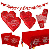 Valentine'S Day Party Supplies For 25 Guests - Romantic Heart-Shaped Disposable Plates, Love-Themed Tablecloth, Napkins, Cups, And Banner - Valentines Party Decorations