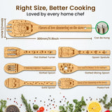 6Pcs Baking Gnome Wooden Kitchen Cooking Utensil Set, 11.9In Non Toxic Bamboo Wood Spoon Set For Cooking, Best Housewarming Birthday Thanksgiving Christmas Gift For Women Mother