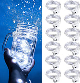 12 Pack Battery Operated Fairy Lights 7FT 20 LED White Mini String Lights Waterproof 3 Modes Twinkle Lights for Bedroom Christmas Party Easter Halloween Decor Indoor Outdoor