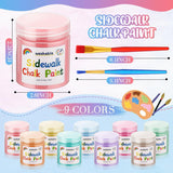 9 Pcs Sidewalk Chalk Paint Kit Non Toxic Paint Washable Powdered Chalks Mix In Water 9 Vibrant Colors With Paintbrush For Creative Sidewalk And Chalkboard Fun