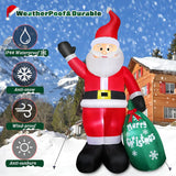 7 Ft Christmas Inflatable Santa Claus With Green Gift Bag, Blow Up Santa Claus Built-In Led Lights, Xmas Inflatable Indo
