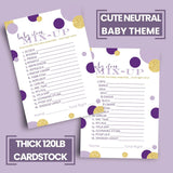 Purple And Gold Baby Shower Games - Word Scramble Game For Girls Or Boys - Fun Gender Reveal Activity With Prizes - Prince Or Princess Theme - 25 Pack, Royal Mermaid Design