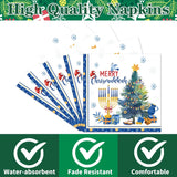 Merry Chrismukkah Paper Napkins Party Decorations, 100Pcs Christmas And Hanukkah Disposable Paper Napkin Decoration, Chanukah Holiday Kitchen And Xmas Dinner Towels Table Decor